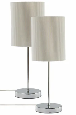 Bordslampor|Jotex SETH PLISSÉ Bordslampa 2-pack Krom/vit
