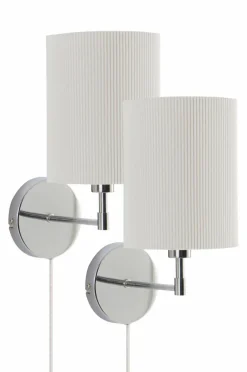 Vägglampor|Jotex SETH PLISSÉ Vägglampa 2-pack Krom/vit