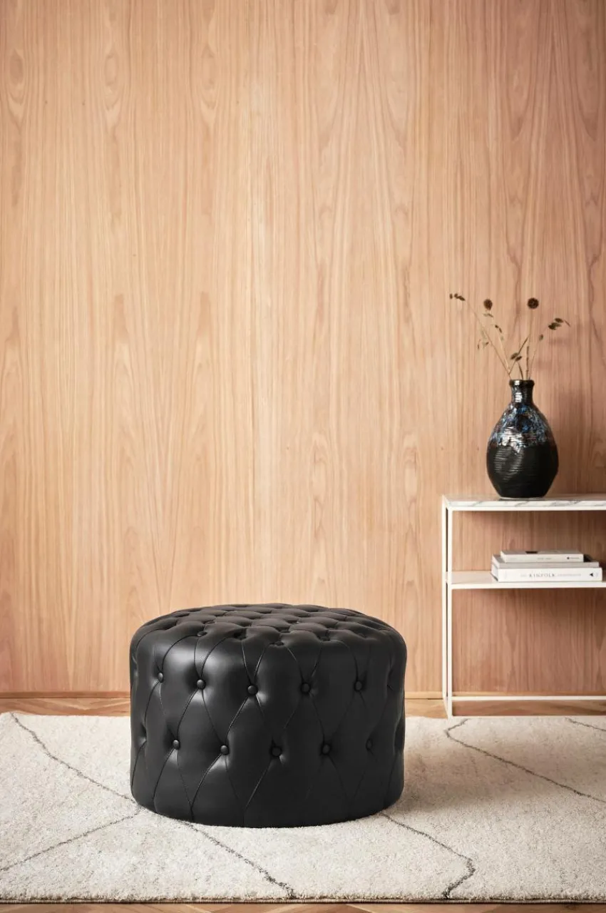 Sittpuffar|Jotex SKENE Sittpuff ø 60 Cm Svart konstskinn