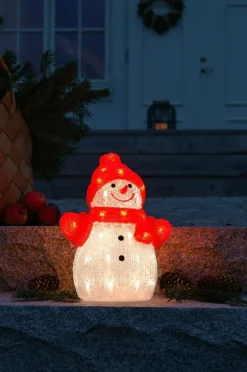 Utebelysning|Utebelysning|Jotex Snögubbe LED Höjd 32 Cm Klar/röd