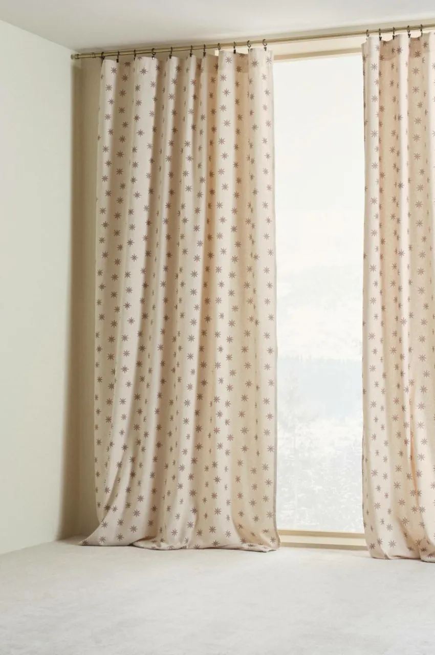 Julgardiner|Multifunktionsgardiner|Jotex SNOW Multifunktionsgardin 2-pack Beige/röd