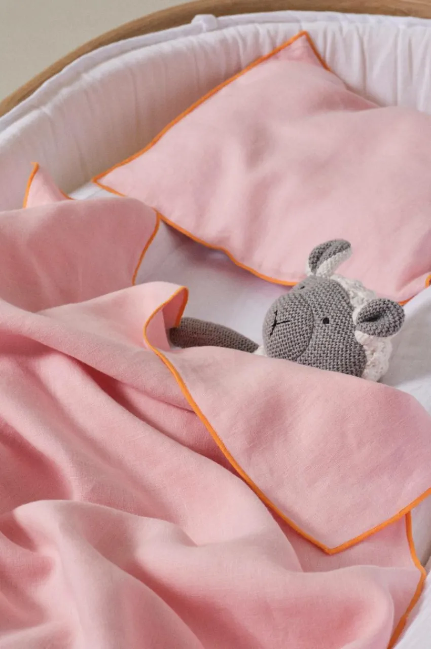 Barnsängkläder|Jotex STICH BABY Påslakanset Vagn/vagga Bubbelgumsrosa