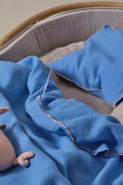 Barnsängkläder|Jotex STICH BABY Påslakanset Vagn/vagga Azurblå