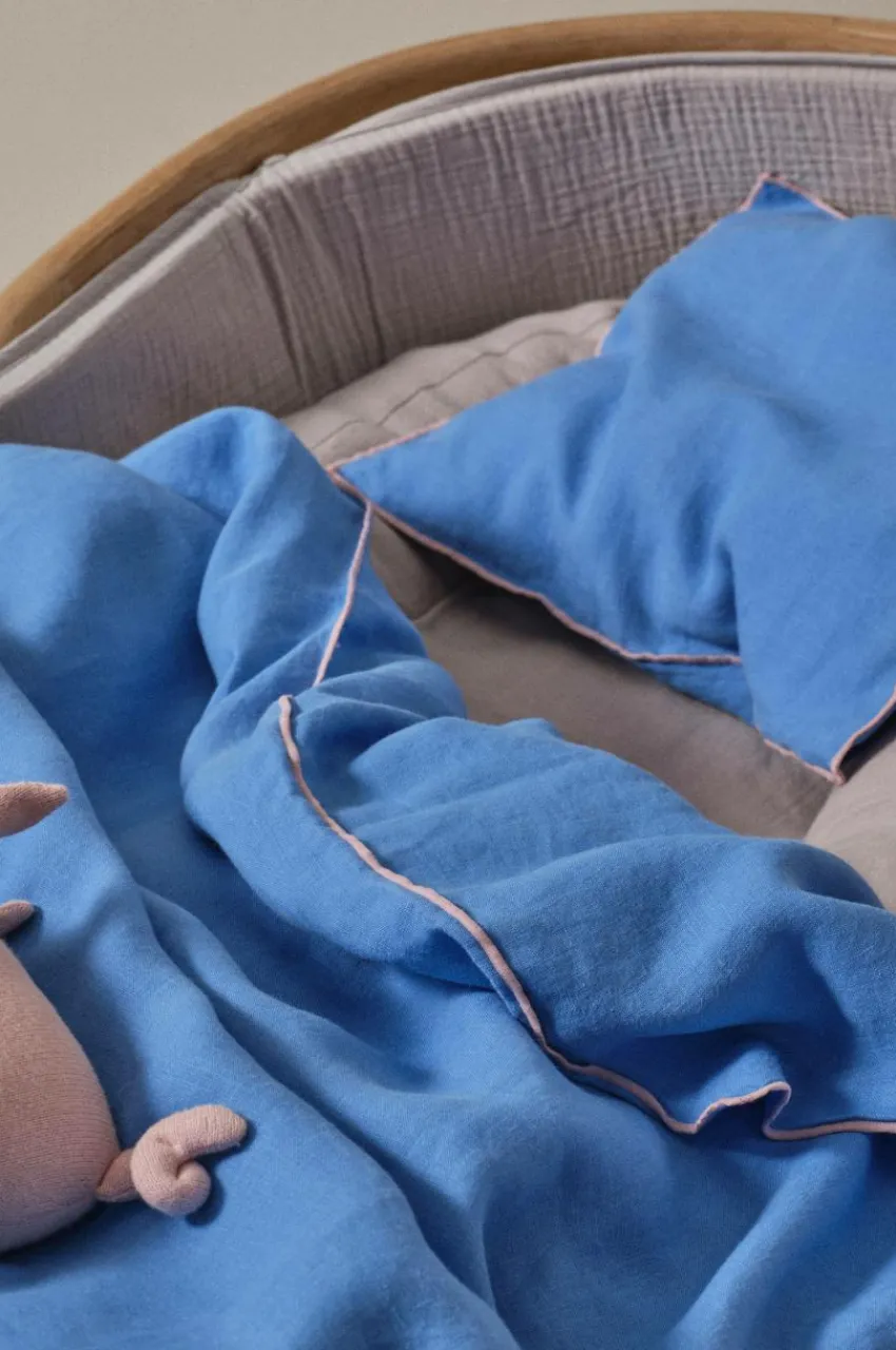Barnsängkläder|Jotex STICH BABY Påslakanset Vagn/vagga Azurblå