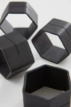 Kökstillbehör|Jotex TERRA Servettring Med Placeringskortshållare 4-pack Black