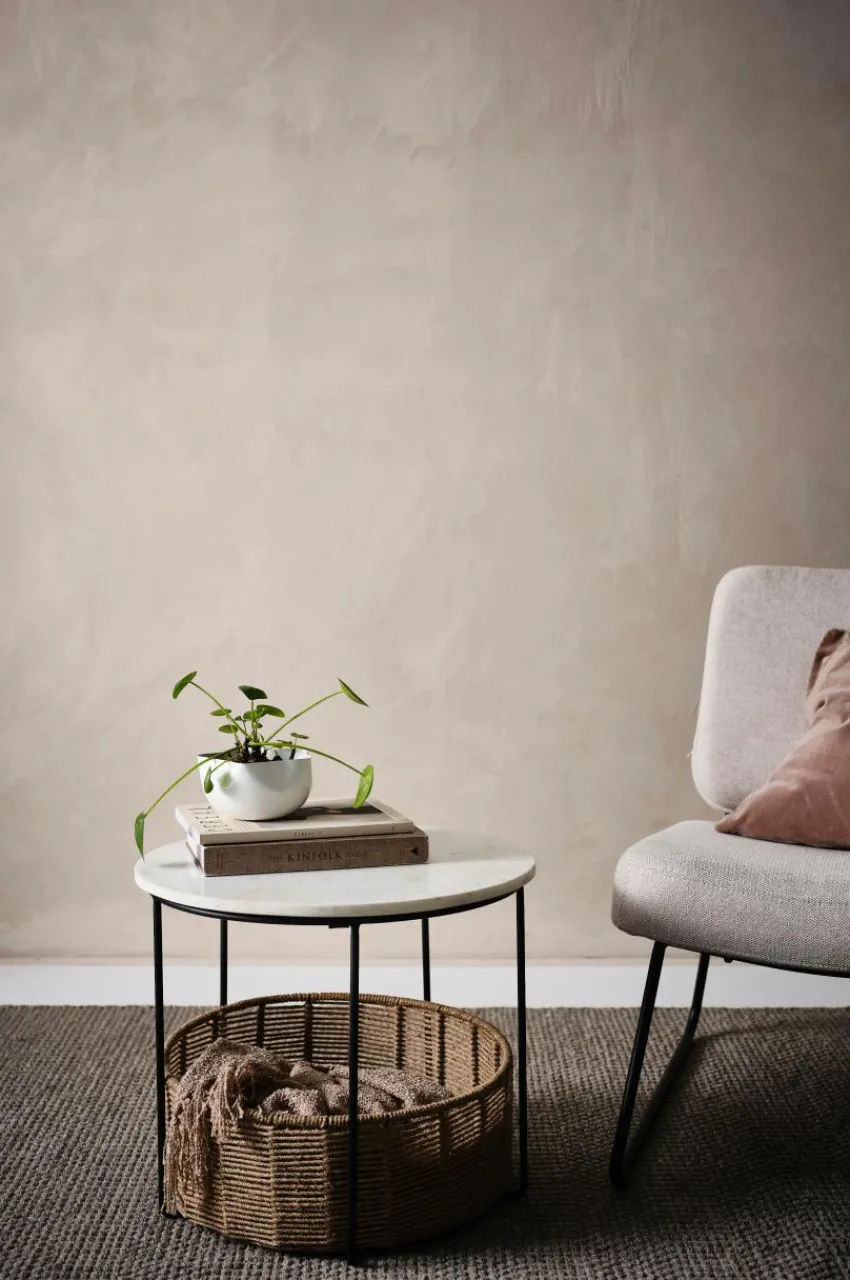 Hundbädd/Kattbädd|Bord|Jotex TREVI Sidobord/djurbädd ø 51 Cm Vit marmor/jute