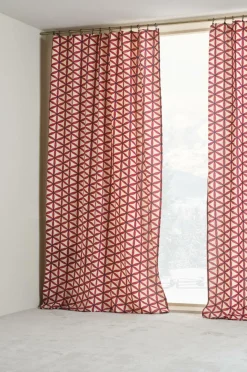 Julgardiner|Multifunktionsgardiner|Jotex VALERIA Multifunktionsgardin 2-pack Röd/beige
