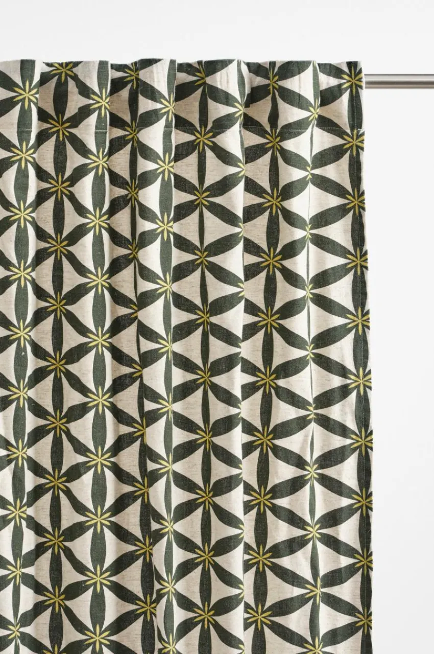 Julgardiner|Multifunktionsgardiner|Jotex VALERIA Multifunktionsgardin 2-pack Grön/beige