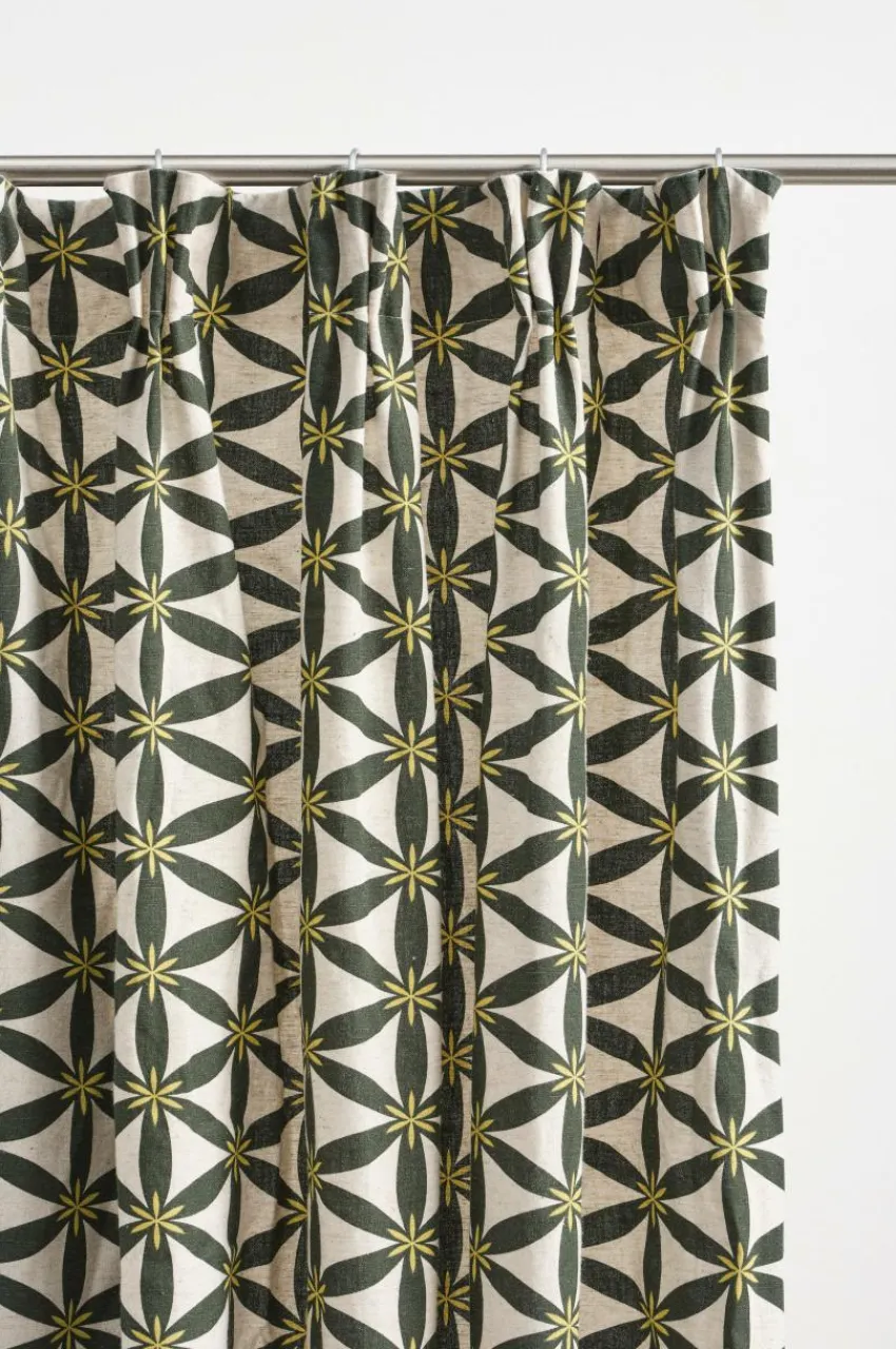 Julgardiner|Multifunktionsgardiner|Jotex VALERIA Multifunktionsgardin 2-pack Grön/beige