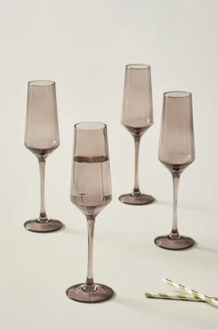 Glas|Jotex VANNA Champagneglas 4-pack Mörkgrå
