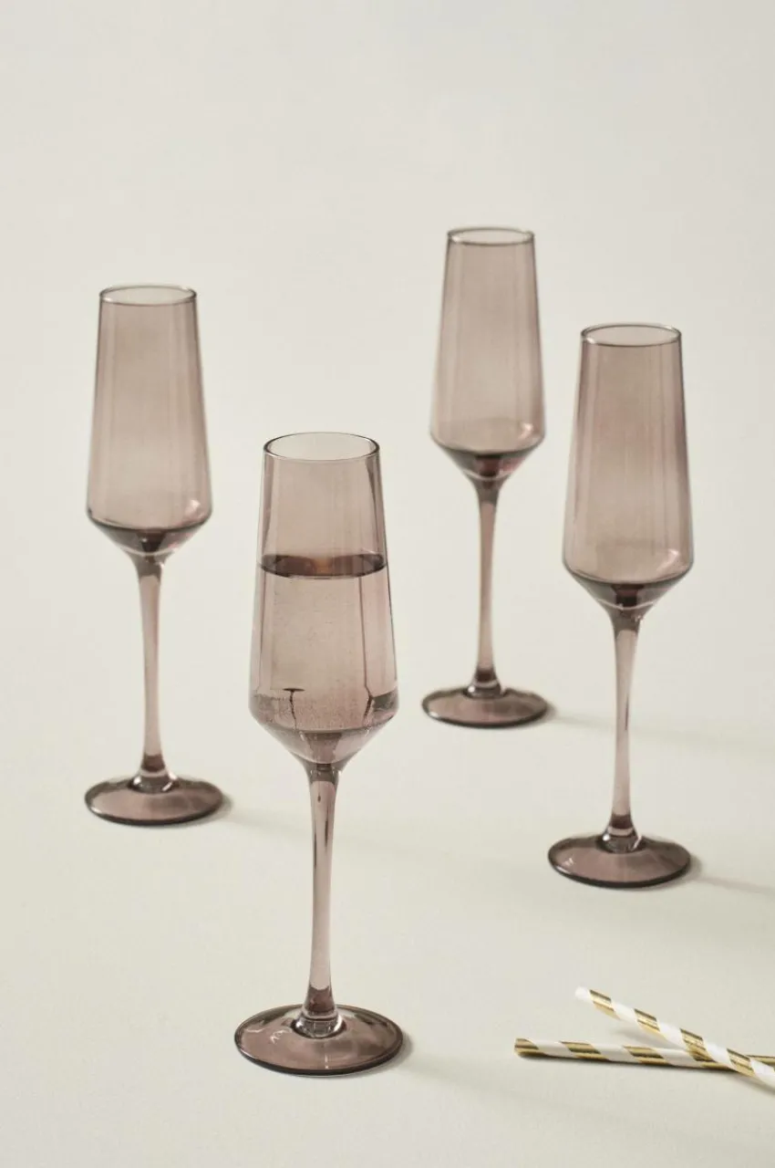 Glas|Jotex VANNA Champagneglas 4-pack Mörkgrå