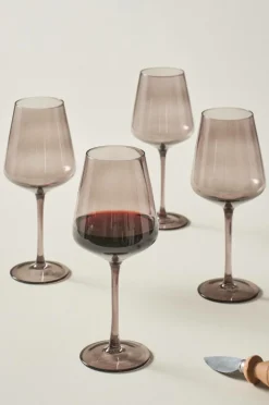 Glas|Jotex VANNA Rödvinsglas 4-pack Mörkgrå