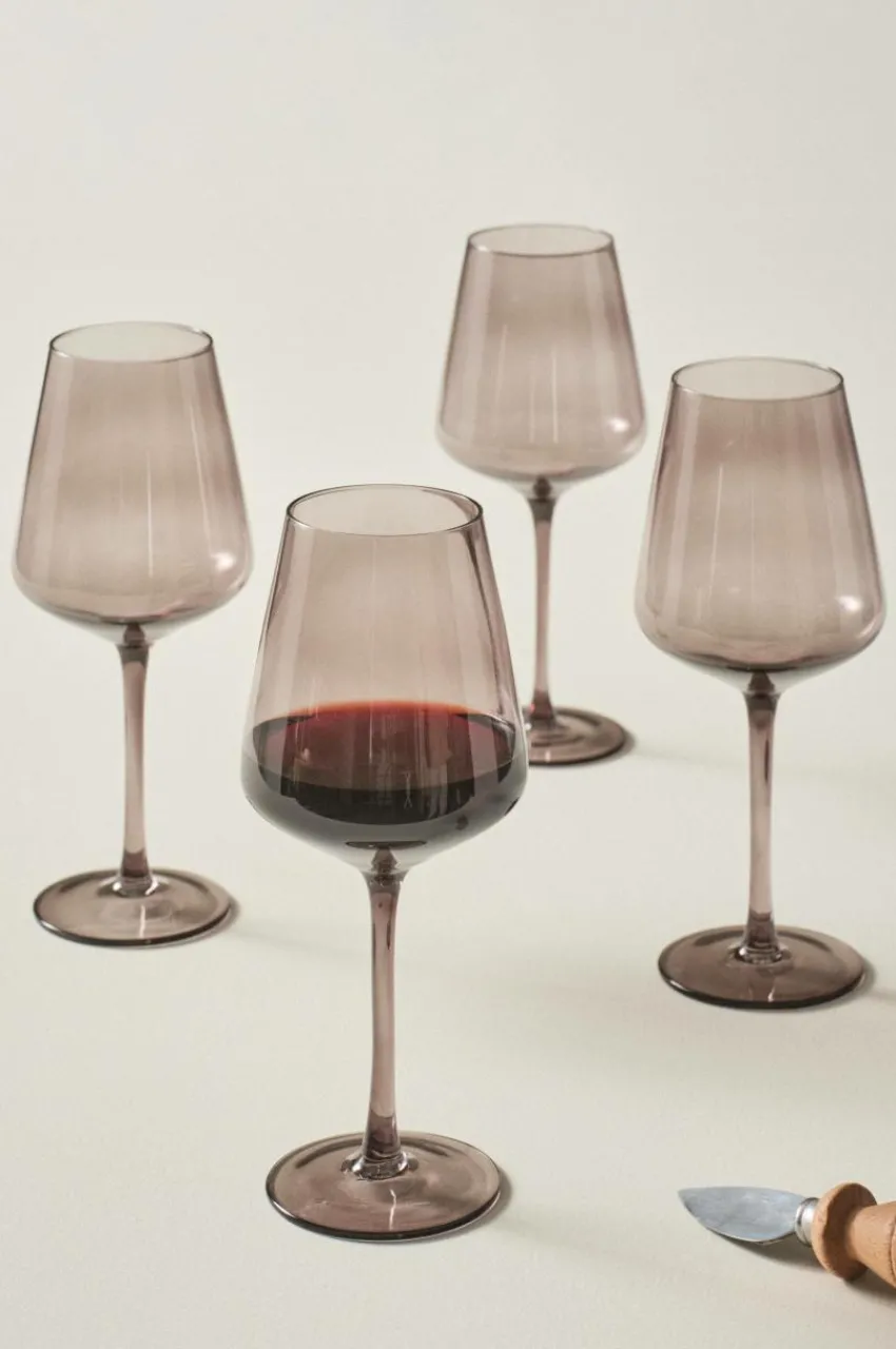 Glas|Jotex VANNA Rödvinsglas 4-pack Mörkgrå