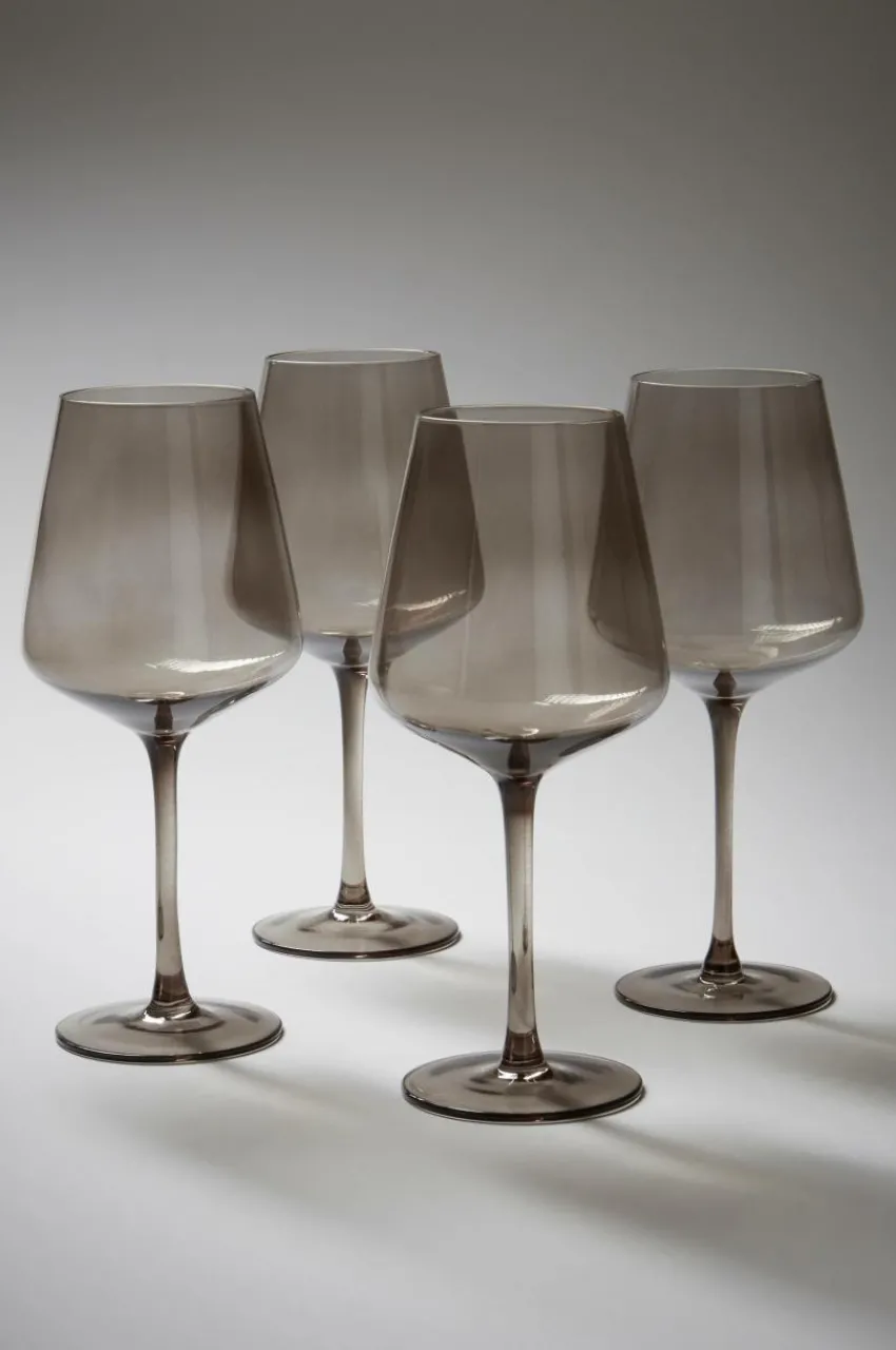 Glas|Jotex VANNA Rödvinsglas 4-pack Mörkgrå