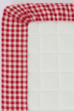 Barnsängkläder|Jotex VERMONT MINI Dra-på-lakan Ekologisk Röd/creme