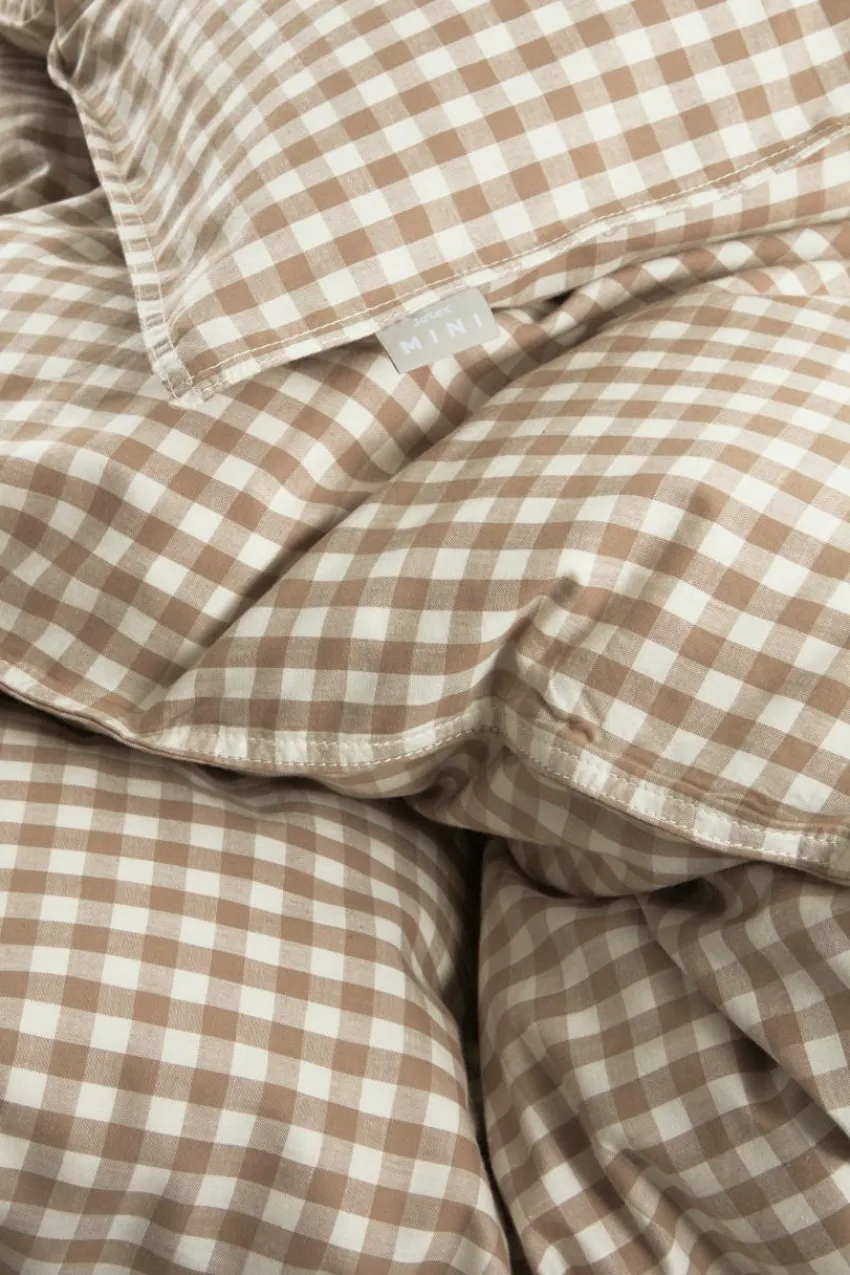 Påslakanset|Jotex VERMONT Påslakanset Enkelsäng - Ekologisk Brun/vit rutig