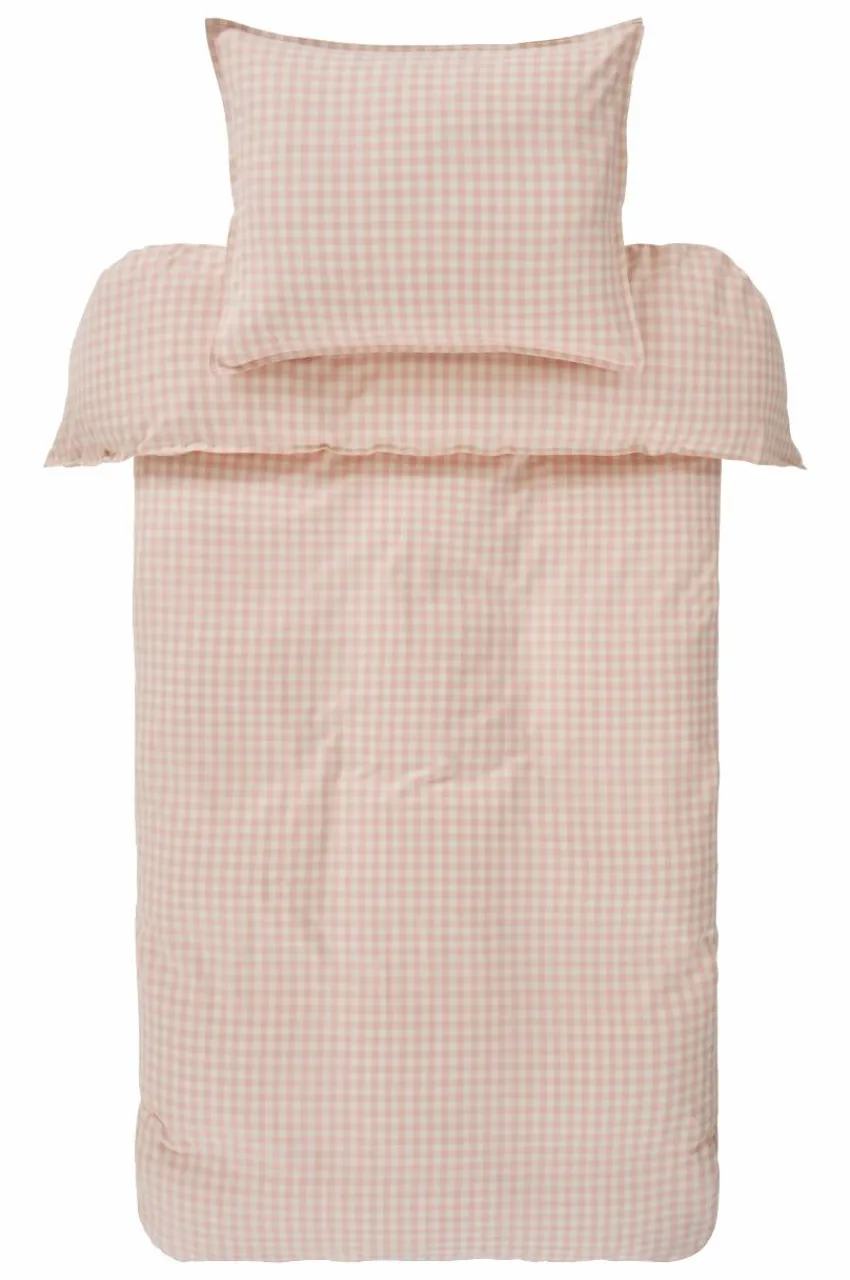 Påslakanset|Jotex VERMONT Påslakanset Enkelsäng - Ekologisk Rosa/creme