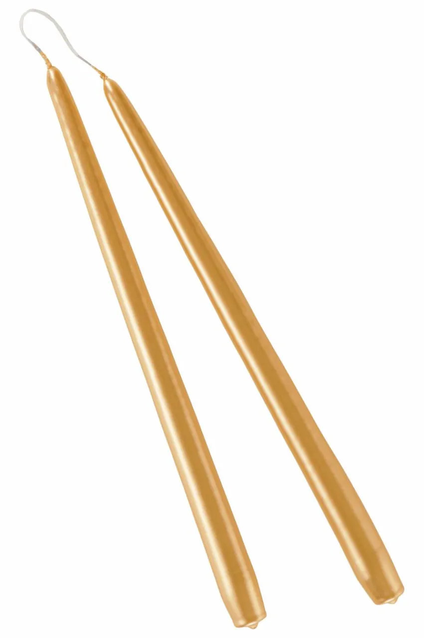 Ljus|Juldekoration|Jotex VICKAN METALLIC Antikljus 2-pack - Höjd 35 Cm Senapsgul