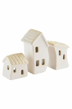 Juldekoration|Jotex VILLAGE Dekorationshus 3-pack Naturvit