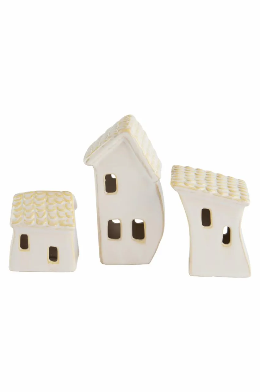 Juldekoration|Jotex VILLAGE Dekorationshus 3-pack Naturvit