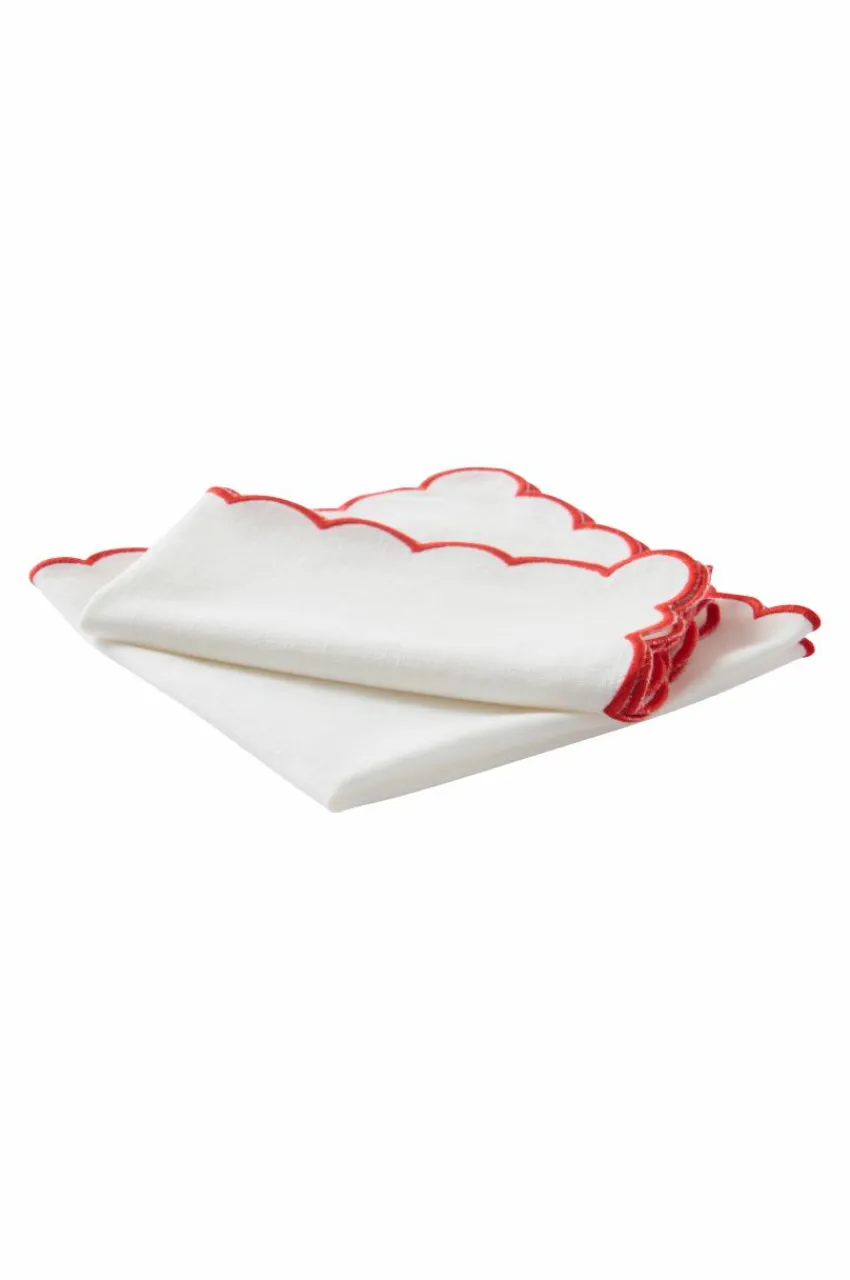 Servetter|Jotex VIVIAN Servett 2-pack Naturvit/röd