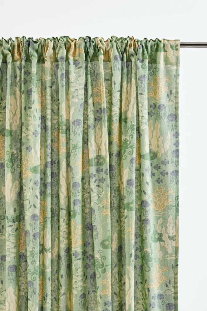 Barngardiner|Jotex WATERS Multifunktionsgardin 2-pack Grön