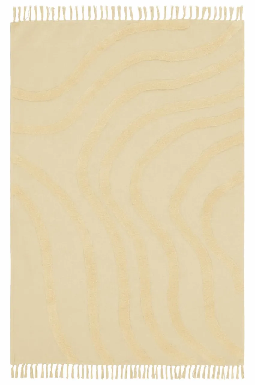 Bomulls- & Trasmattor|Barnmattor|Jotex WAVE Bomullsmatta Ekologisk 130x190 Cm Ljus banangul