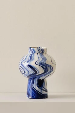 Vaser|Jotex WAVE Vas Höjd 29,5 Cm Blå/vit