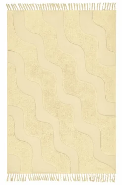 Bomulls- & Trasmattor|Barnmattor|Jotex WAVING Bomullsmatta Ekologisk 130x190 Cm Ljus banangul