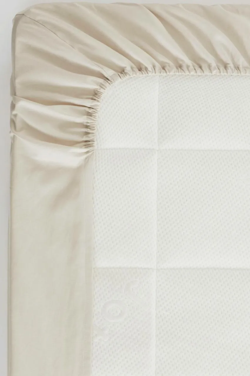Dra-På-Lakan|Jotex ZACK PERCALE Dra-på-lakan, Hög Madrass - Ekologisk Ljusbeige