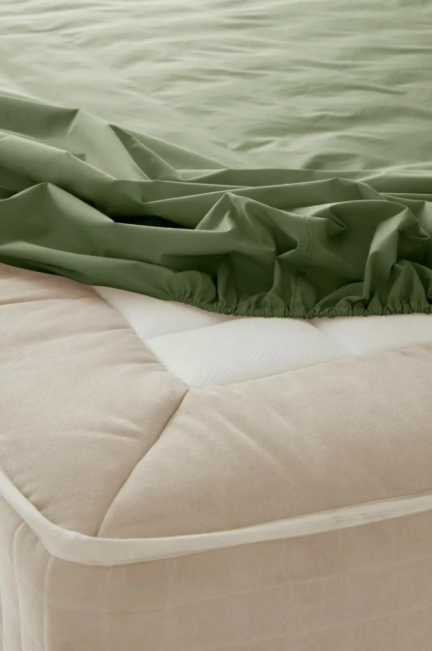 Dra-På-Lakan|Jotex ZACK PERCALE Dra-på-lakan, Hög Madrass - Ekologisk Khaki