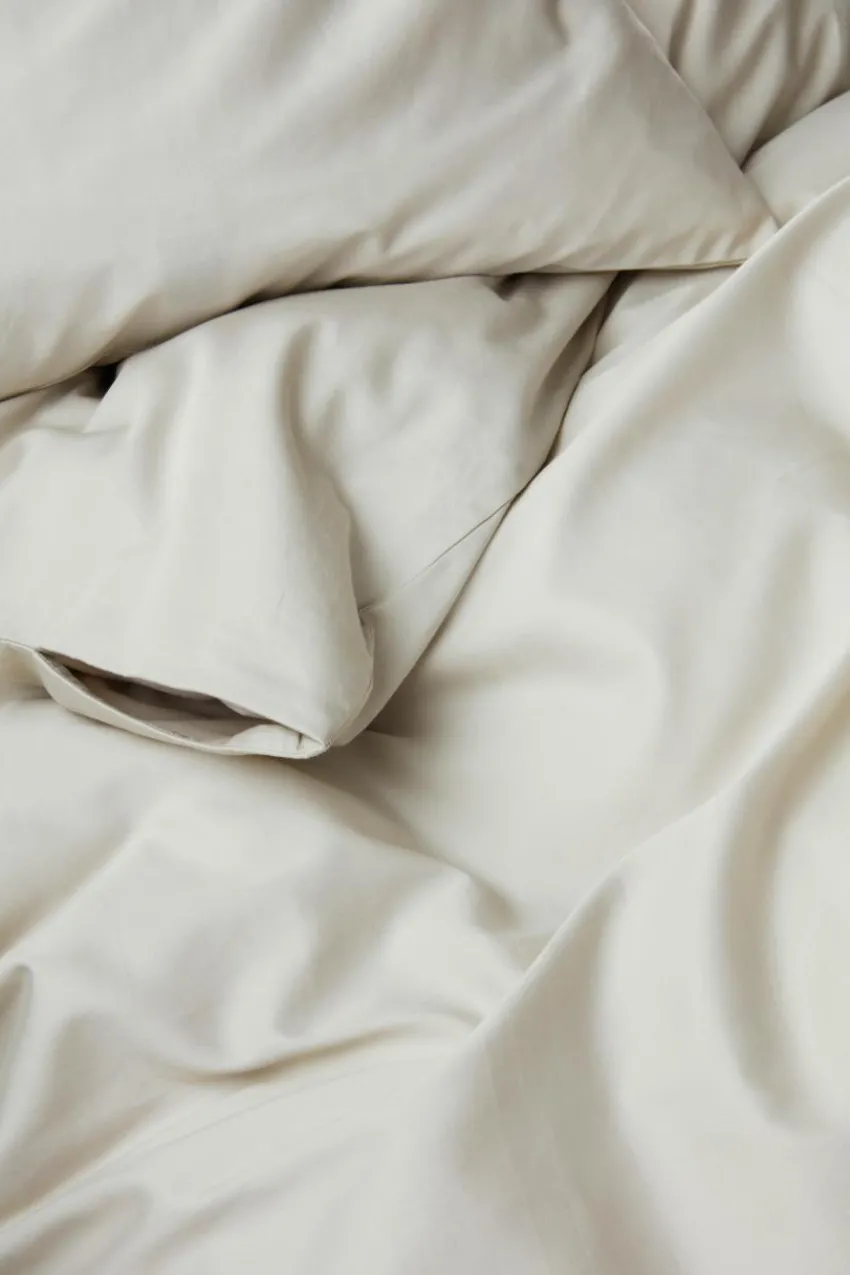 Påslakanset|Jotex ZACK SATIN Påslakanset Dubbelsäng Ekologisk Beige